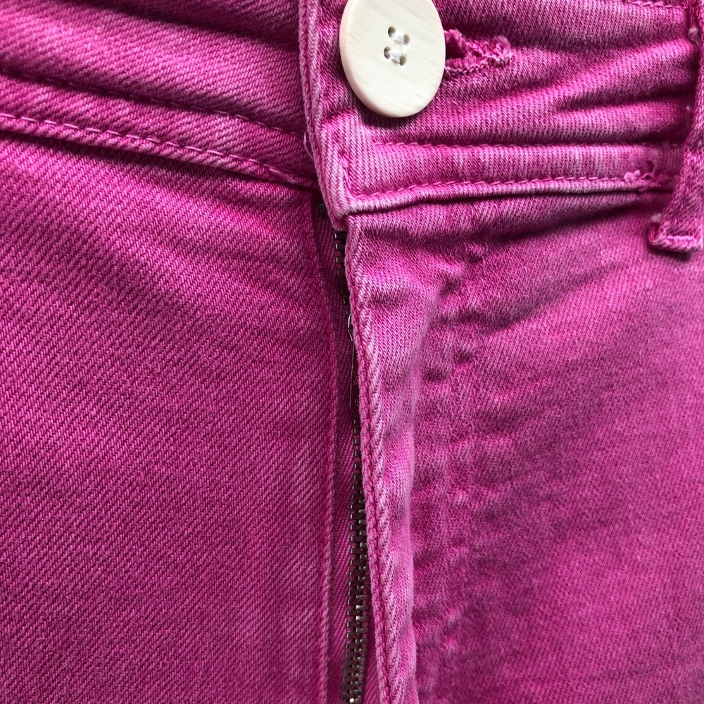 Zara High Waisted Wide Leg Pink Jeans Womens 8 Frayed Barbie Stretch - Picture 5 of 10